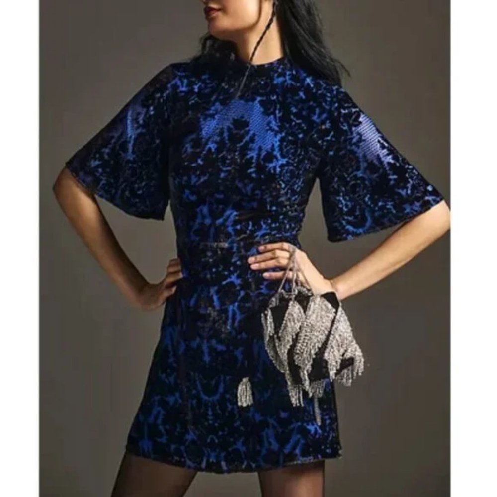 Anthropologie Velvet Burnout  Mini Dress